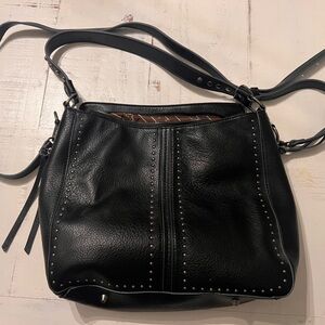 Montana West Black Studded Leather Shoulder Bag
